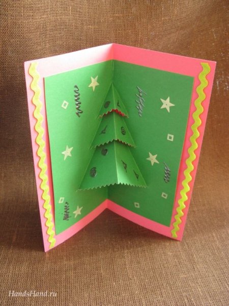Открытка Новогодняя елка объемная