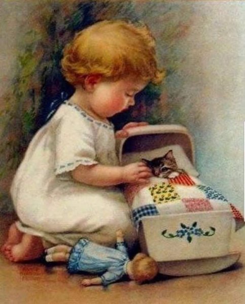 Винтажная открытка спокойной ночи