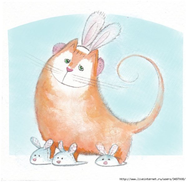 Добрый котик рисунок