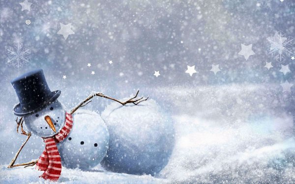 Зимний фон со снеговиком