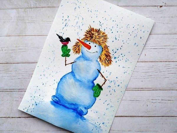 Новогодние открытки акварелью