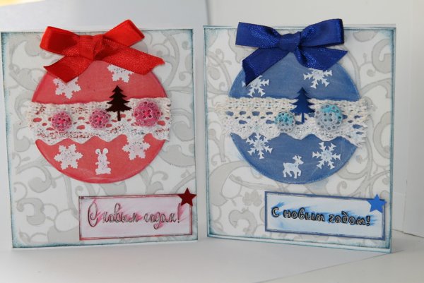 Новогодние мини открытки своими руками