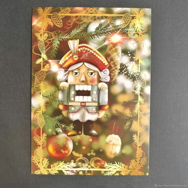 Новогодняя открытка Щелкунчик