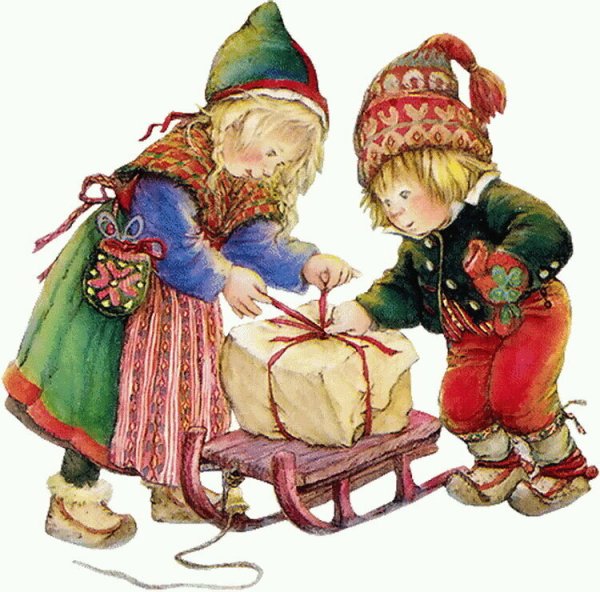 Дети и Рождество с прозрачным фоном