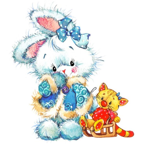 Зайчик и котенок