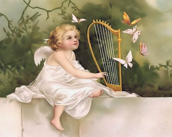 Ангелочек с арфой