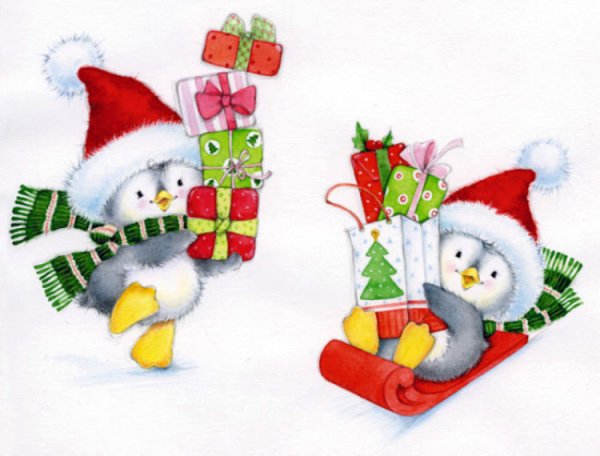 Милые новогодние открытки Марины Федотовой