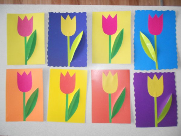 Открытка из картона и цветной бумаги