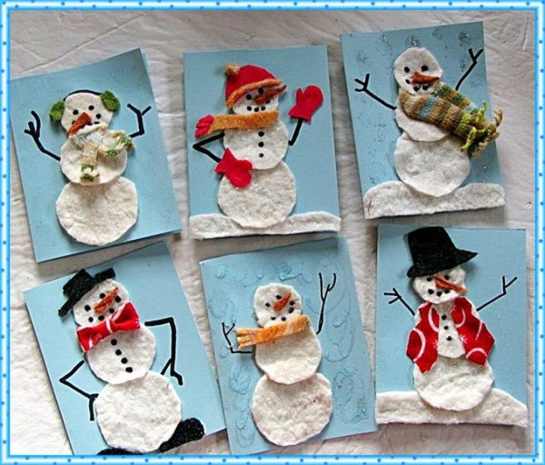 Поделки на Рождество из ватных дисков