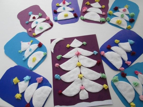 Поделки из ватных дисков на новый год