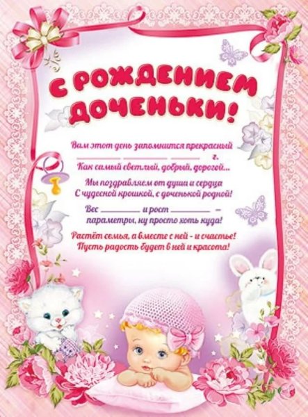 Поздравление с рождением Дочки