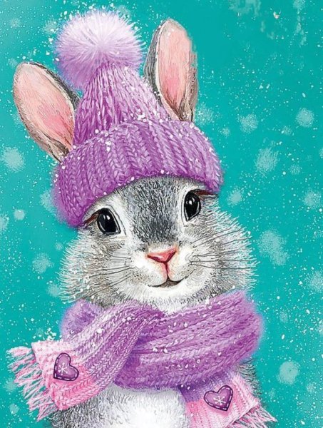 Открытки зимних зайчиков