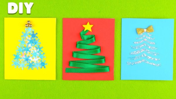 Новогодние открытки своими руками из бумаги