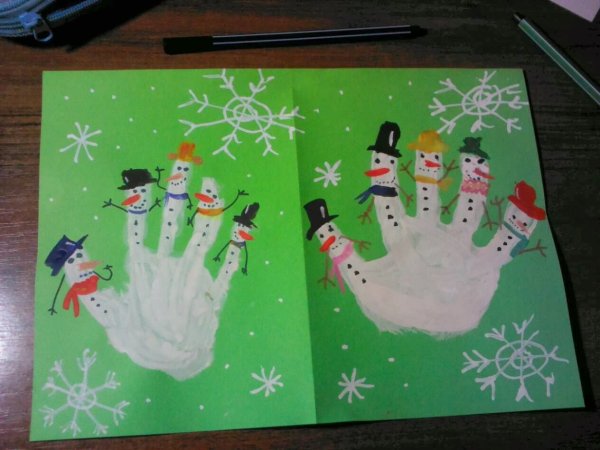 Новогодние открытки из ладошек