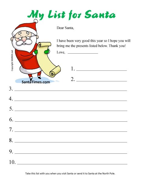 Letter for Santa Worksheet