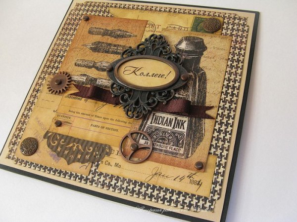 Открытка на юбилей мужчине Скрапбукинг