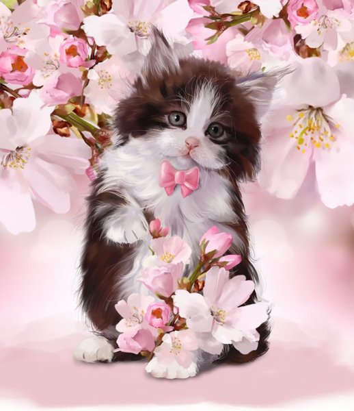 Красивые котята с цветами