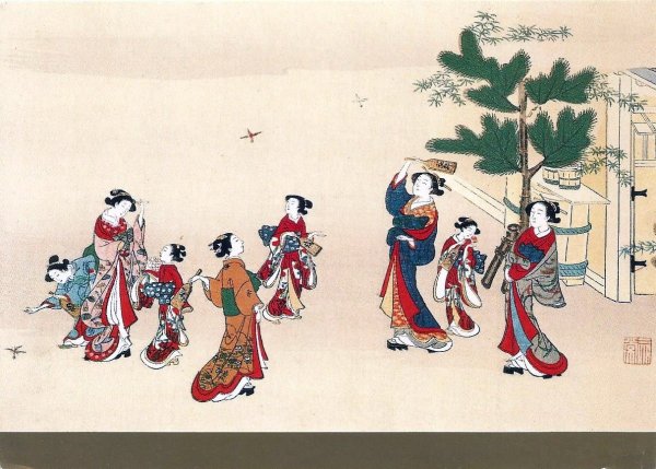 Новогодняя открытка в японском стиле