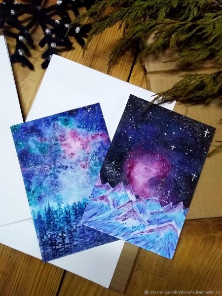 Мини открытка космос