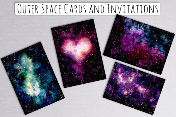 Открытка с космическим принтом