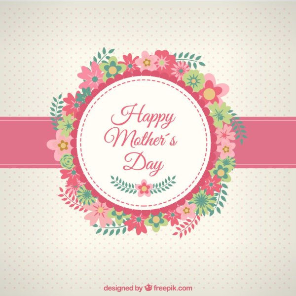 Круглая открытка с днем матери