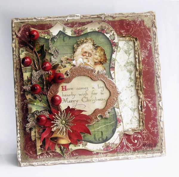 Новогодние открытки в стиле Скрапбукинг