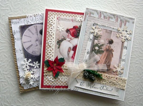 Новогодняя открытка в стиле Винтаж