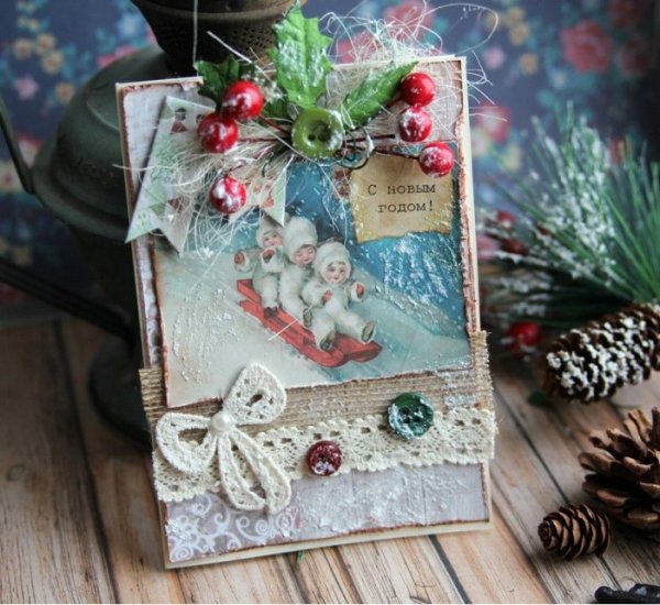 Новогодние скрап открытки