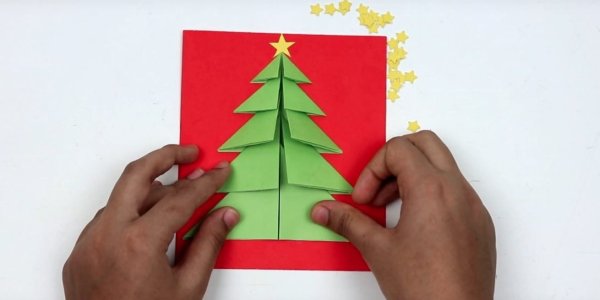 Елка открытка из бумаги