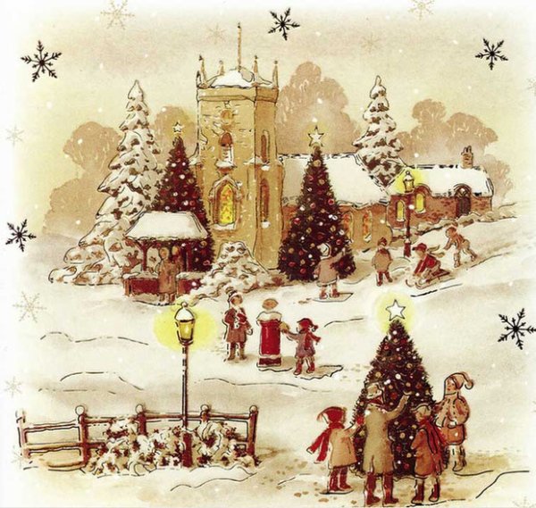 Новогодние открытки европейские современные