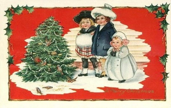 Европейские новогодние открытки старые