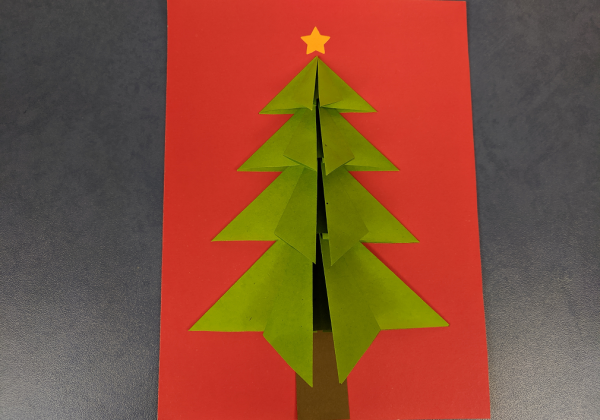 Новогодняя открытка в технике оригами