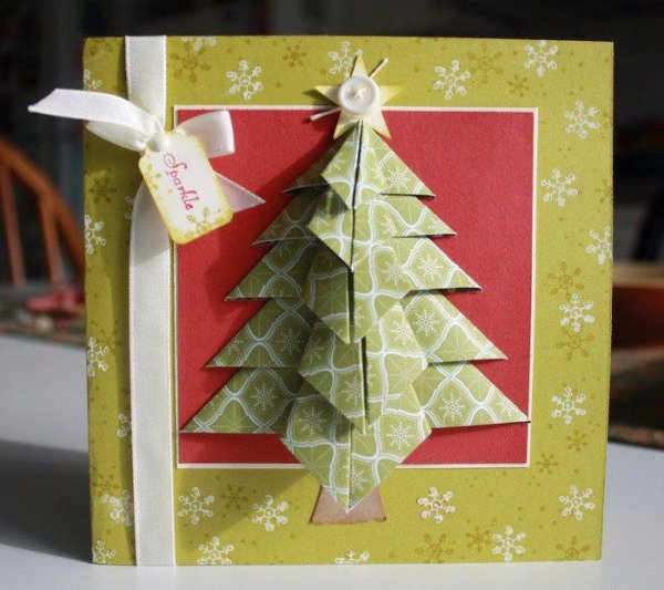 Елочка оригами из бумаги