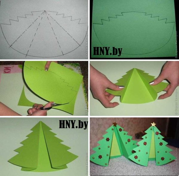 Открытка с объемной елочкой
