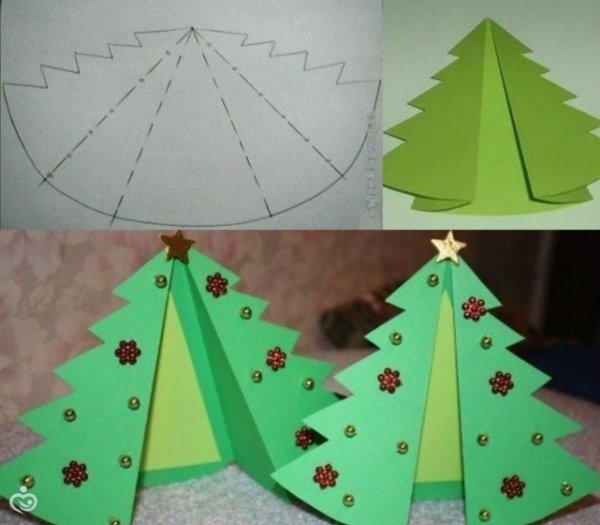 Новогодняя открытка оригами