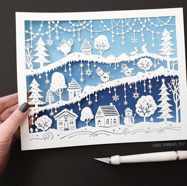 Новогодняя картина из бумаги