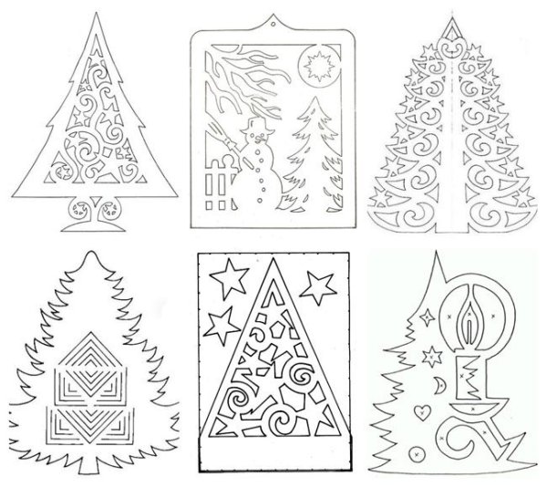 Схемы новогодних вытынанок на окна