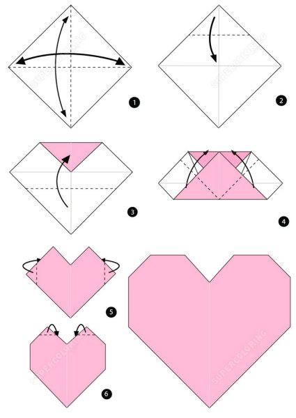 Оригами сердечко из бумаги инструкция