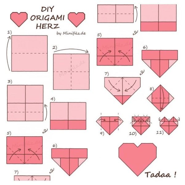 Оригами сердце из бумаги для детей