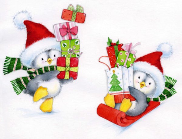 Милые новогодние открытки Марины Федотовой