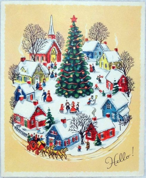 Винтажная Новогодняя открытка