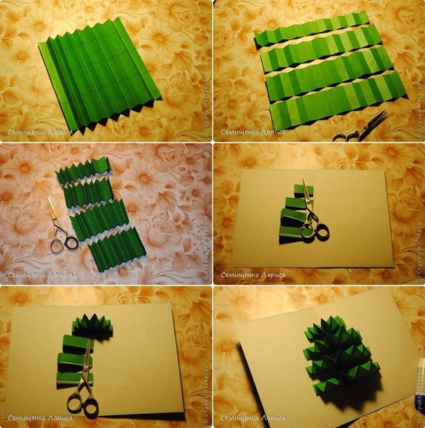 Елка из бумаги сложенной гармошкой