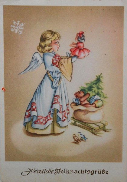 Винтажная Рождественская открытка немецкая