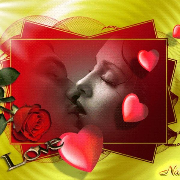 Открытка с поцелуем мужчине