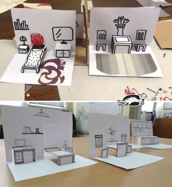 Объемная открытка комната