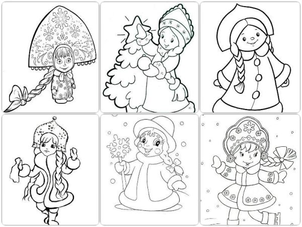 Маленькая Снегурочка раскраска