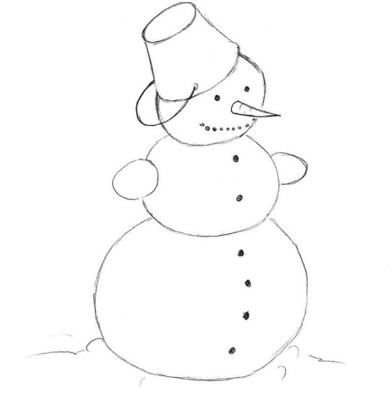 Рисунок снеговика для срисовки