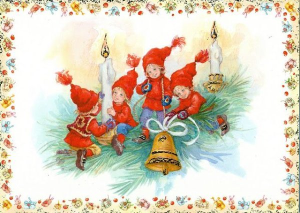 Новогодние открытки гномики
