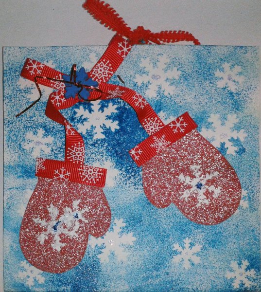 Новогодняя открытка рукавичка