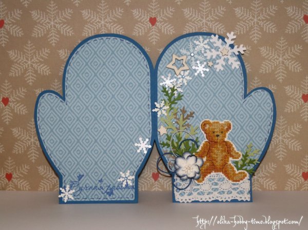 Открытка варежки